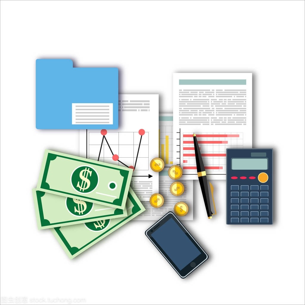 財(cái)務(wù)計(jì)算。工作過程, 矢量插圖